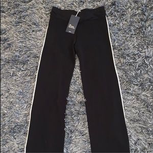 Zara NWT black knit pant cream stripe